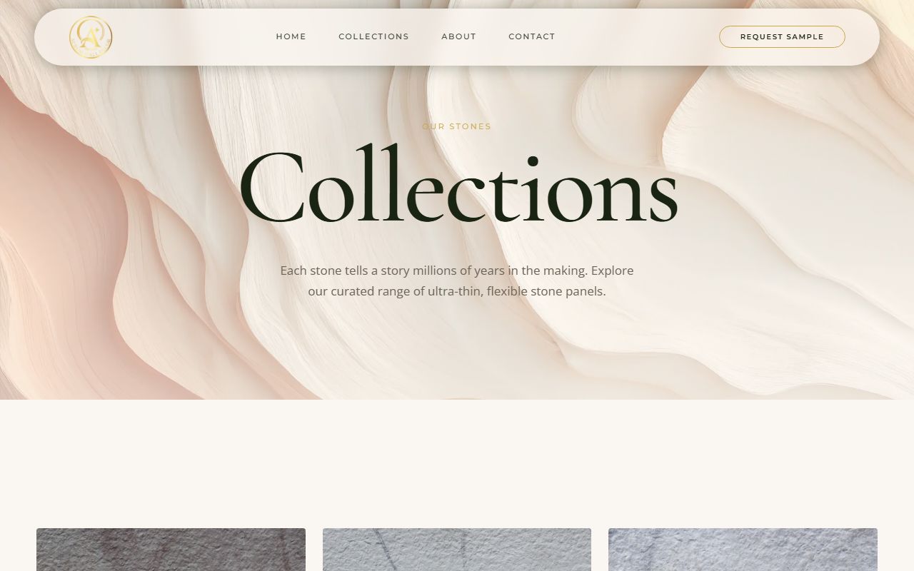 Aurum Wall Decor collections page — 17 stone collections built by NodeAscend